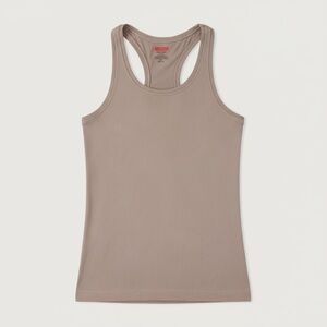 SPANX Ribbed Racerback Tank Top L/XL Taupe Nude Shapewear Smoothing Camisole